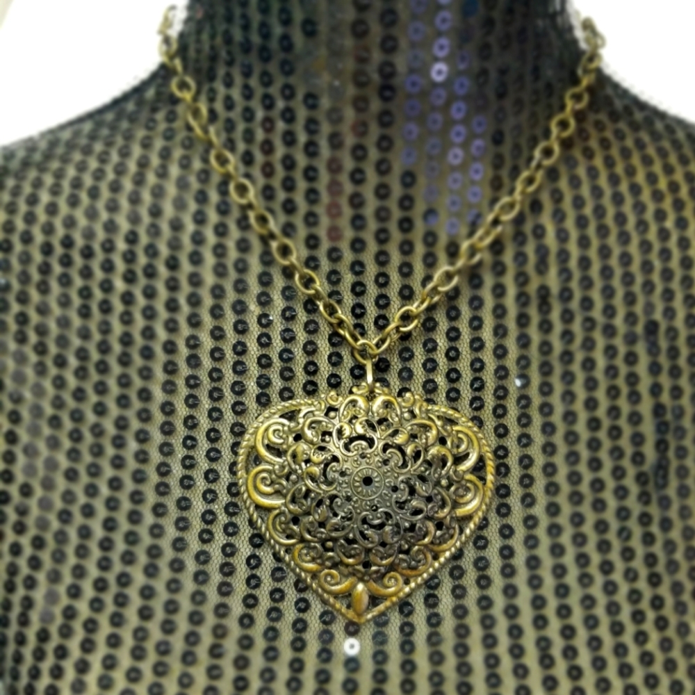 Brass Colored Heart Necklace